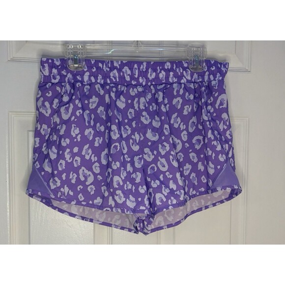 All In Motion Women's 3" Mid Rise Run Shorts in Purple Leopard Zip Pocket M NWOT - Picture 1 of 4